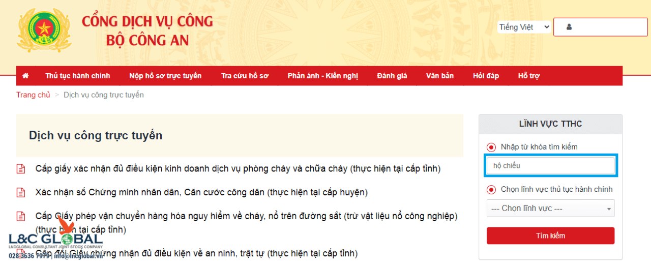 Đăng ký hộ chiếu online năm 2022 L&C Global