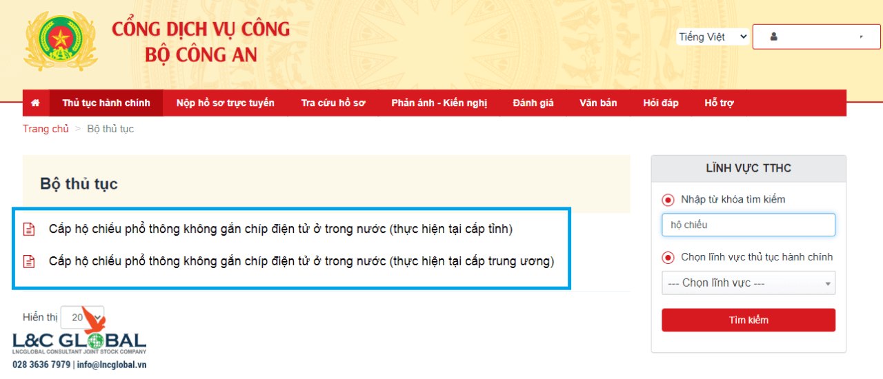 Đăng ký hộ chiếu online năm 2022 L&C Global